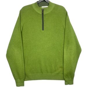 Peter Millar Wool Blend Green Quarter Zip Sweater Size Large